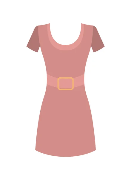 Vestido rosa con cuello redondo manga corta Vector — Vector de stock