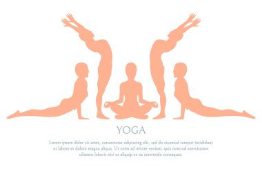Yoga siluet Poster metin vektör çizim