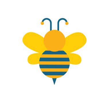 Arı kanatları ve çizgileri, anten ve arı vücudunda süslemeli, vektör illüstrasyon izole beyaz arka plan üzerinde uçmak mümkün kanatlı böcek