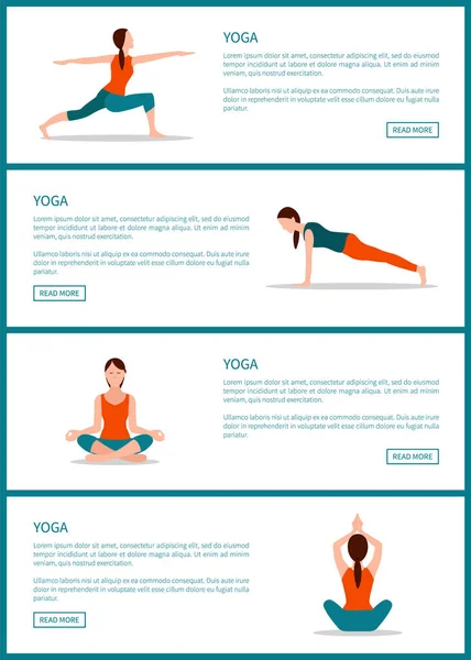 Colección de páginas de yoga Vector web Ilustración — Vector de stock