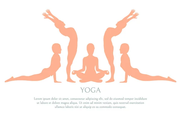 Yoga Silhouette Poster Text Vektor Illustration — Stockvektor