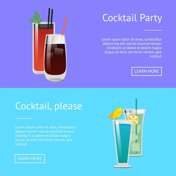 Ensemble d'affiches de cocktail Bloody Mary Whiskey Web — Image vectorielle