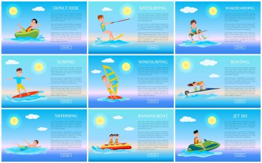 Sörf ve Jet Ski, yüzme ve çörek Ride kartları