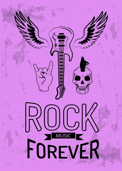 Rock musik Forever vektor Illustration på lila — Stock vektor
