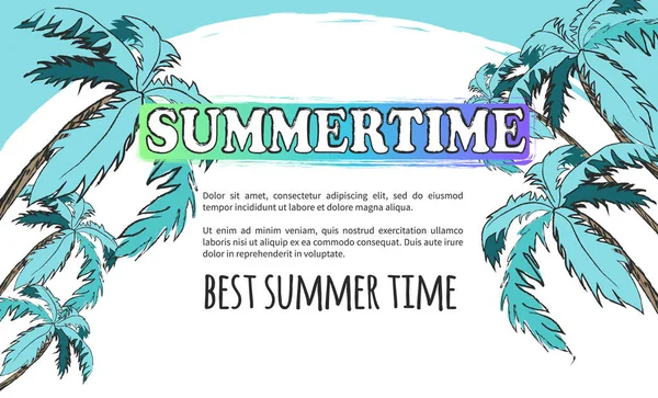 Meilleure affiche de l'heure d'été dans les tons turquoise clair — Image vectorielle