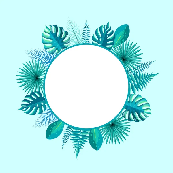 Place de rechange ronde vide de cadre pour la feuille de palmier de texte — Image vectorielle