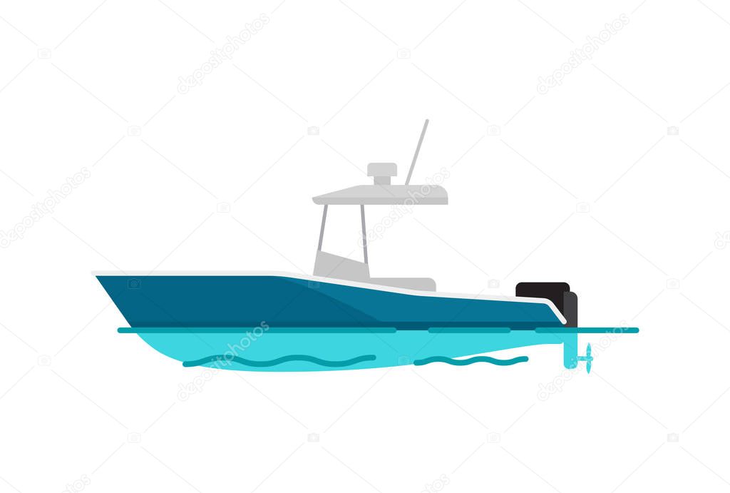 Pretty Sea Boat Color Template Vector Illustration