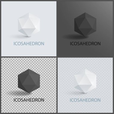 İcosahedron geometrik 3B şekillerin siyah beyaz