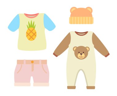 Bebek elbise T-shirt ve şapka vektör çizim