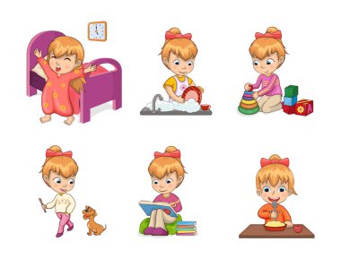 Kızlar faaliyetleri koleksiyonu vektör çizim