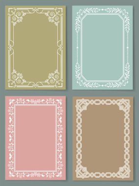 Dekoratif kenarlık köşeleri Vintage kümesi çerçeveler