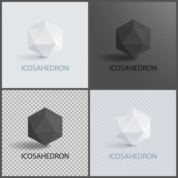 İcosahedron geometrik 3B şekillerin siyah beyaz