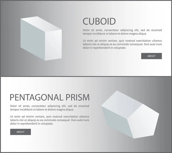 Rätblock och femsidig Prism vektor 3d formad Web — Stock vektor