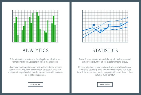 Graphique analytique et graphique statistique, cartes couleur — Image vectorielle