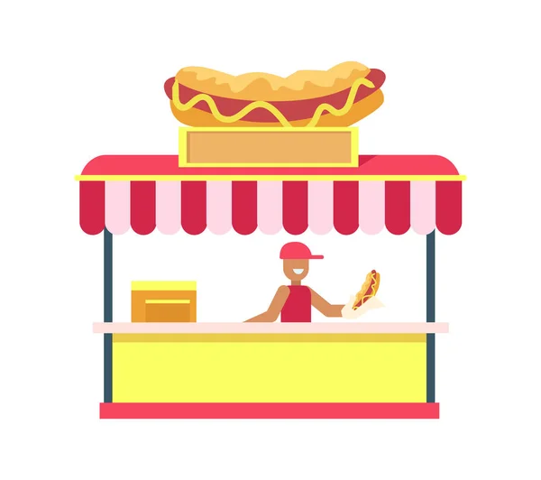 Hot-dog Stand variopinto scheda vettoriale Illustrazione — Vettoriale Stock