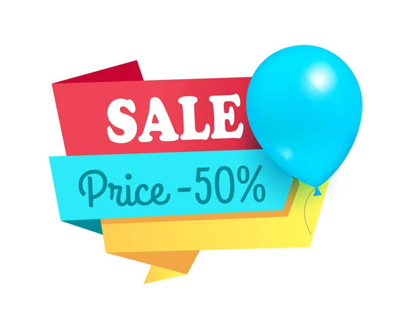 Super cena 50 sleva prodej štítek s balónky — Stockový vektor