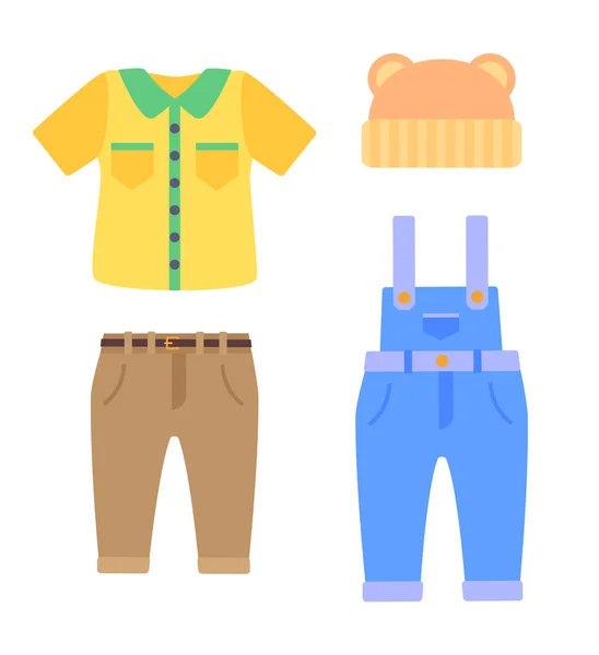 Colección de ropa de bebé para niños en edad de niños pequeños — Vector de stock