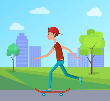 Yan görünümü kaykaycı Binicilik Şehir Parkı kaykay