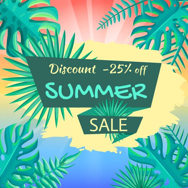 Скидка 25 Off Summer Sale Poster. Реклама — стоковый вектор