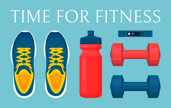 Zeit für Fitness Blue Poster Vektor Illustration — Stockvektor