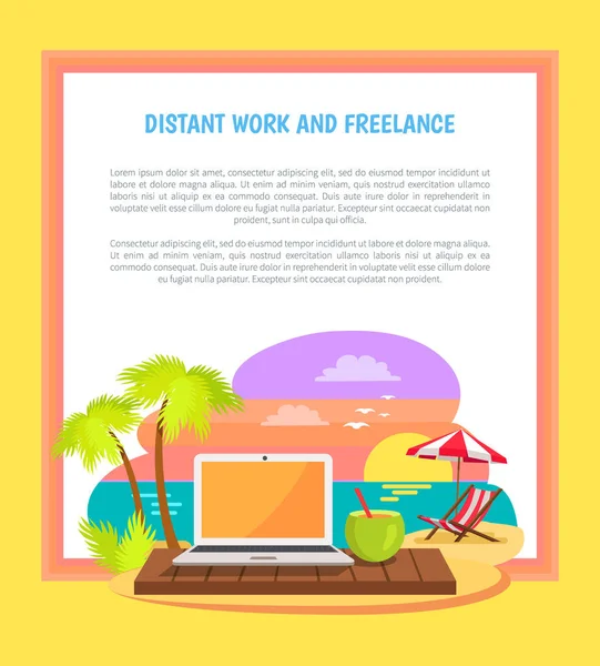 Lontano lavoro e freelance Poster Freelancer Lavoro — Vettoriale Stock