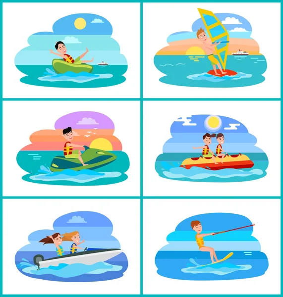 Donut Ride Set of Activities Vector Illustration — Stock Vector