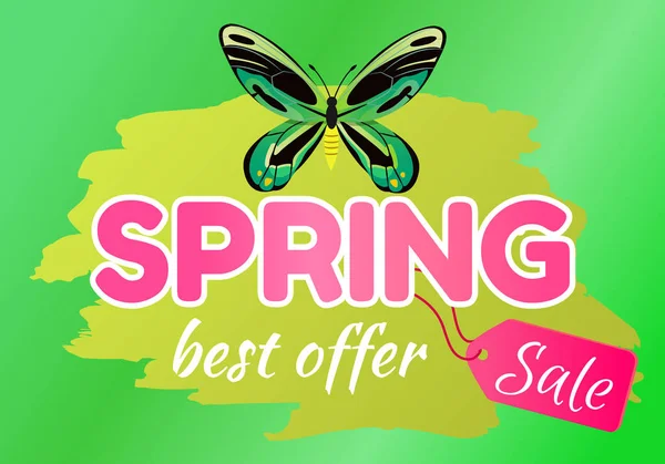 Mejor oferta de primavera Venta Pegatina de libélula verde — Vector de stock