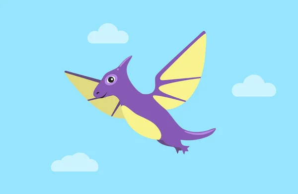 Fliegendes Pteranodon und Wolken-Vektorillustration — Stockvektor