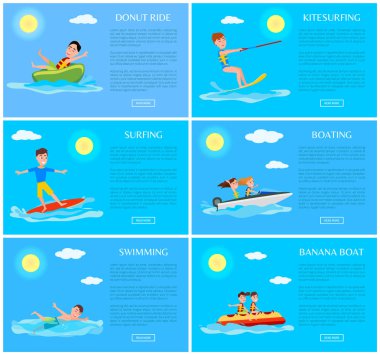 Çörek Ride ve Kitesurfing vektör çizim ayarla