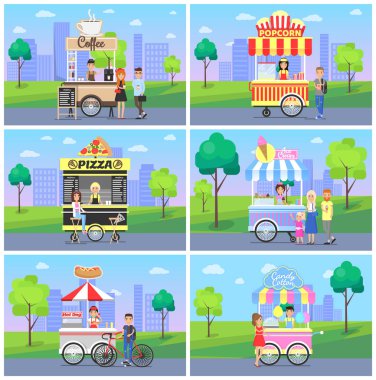 Şehir Parkı mobil hızlı sokak gıda kiosklar kümesi