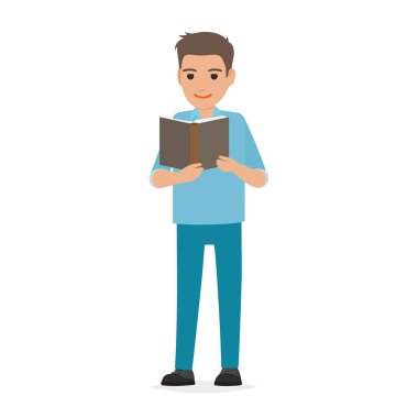 Çocuk anlamına gelir ve açık kitap üzerine beyaz izole okur
