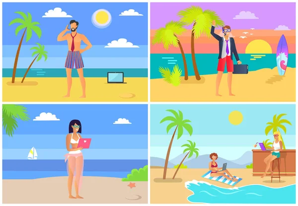 Uzak iş koleksiyonu, deniz kenarında emekçilerin