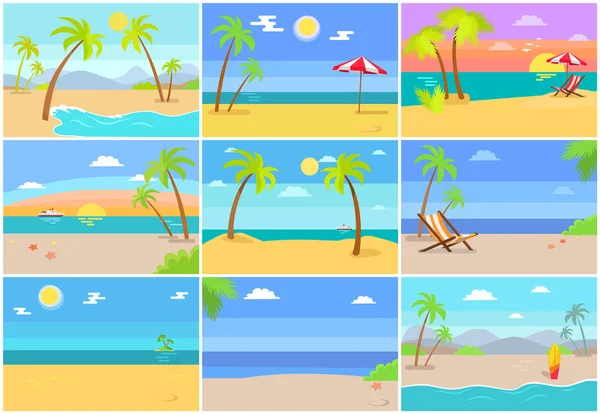 Natuur zee stranden collectie vectorillustratie — Stockvector