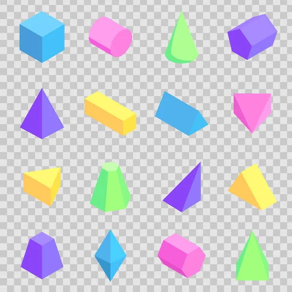 Collection géométrique 3d Prismes, Figures colorées — Image vectorielle