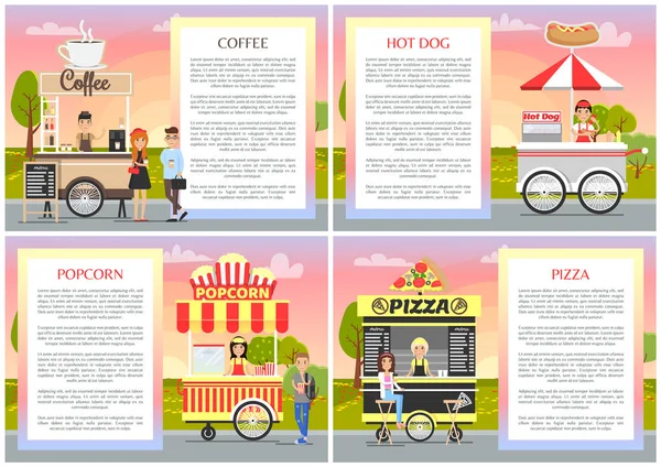 Collection Pizza Popcorn Café et Hot Dog Shops — Image vectorielle