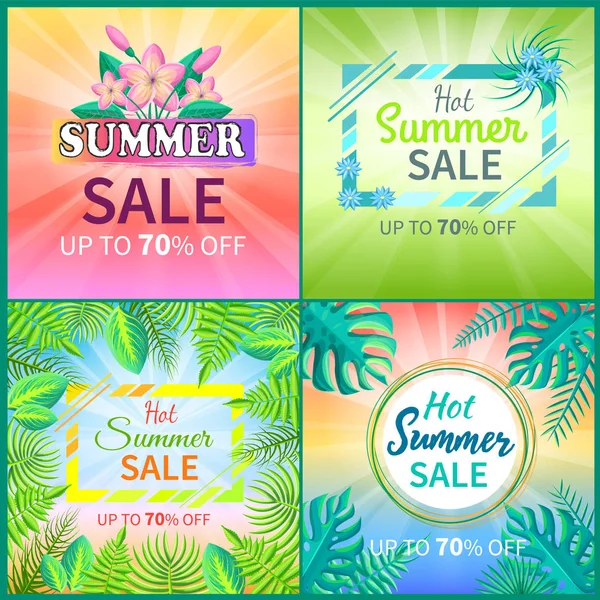 Venta de Verano Conjunto de Banners Vector Ilustración — Archivo Imágenes Vectoriales