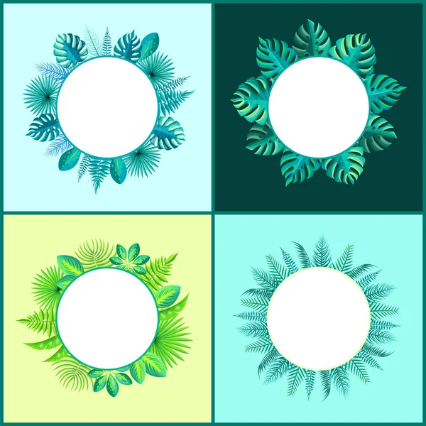 Plantillas de pancartas con hojas de plantas tropicales — Vector de stock