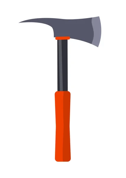 Sharp Axe with Handle in Red Color on White — Stock Vector