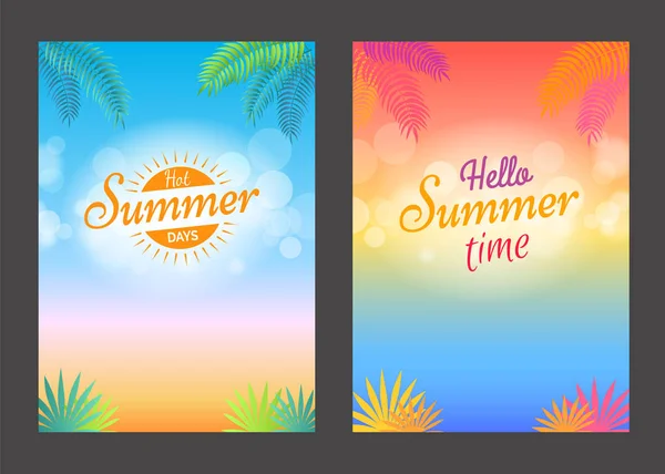 Hello Summer Days Cartaz promocional com texto — Vetor de Stock