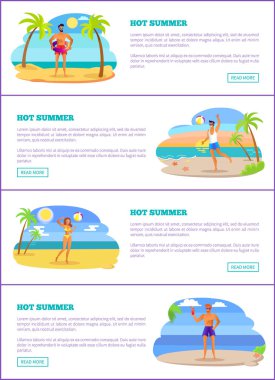 Web sayfaları vektör çizim kümesi sıcak yaz