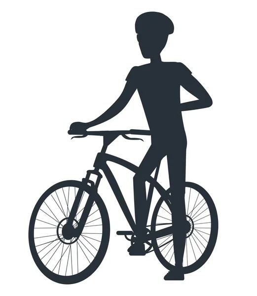 Male in Protective Helmet Standing near Sport Bike — Stock Vector