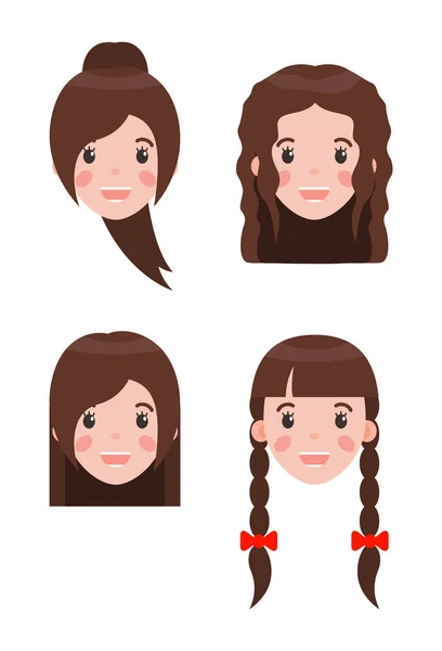 Woman and Hairstyles, Set Vector Illustration — Stock Vector