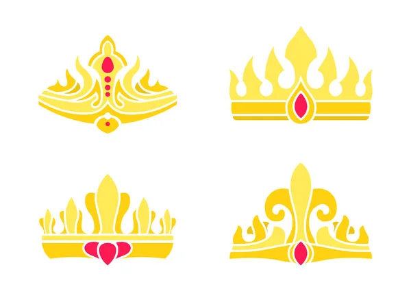 Heraldic Royal Symbols of Power. Gorgeous Crowns — Stock Vector