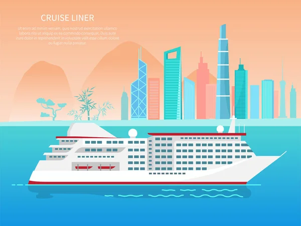 Crucero Liner Poster y texto Vector Ilustración — Archivo Imágenes Vectoriales