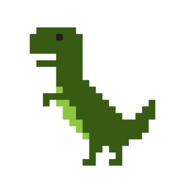 Beyaz arka plan üzerinde izole şirin piksel dinozor