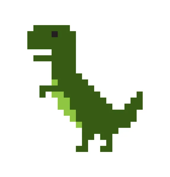 Милий динозавр Pixel ізольований на білому тлі — стоковий вектор