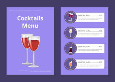 Kokteyl Menü kapak tasarımı ile içecekler listesi