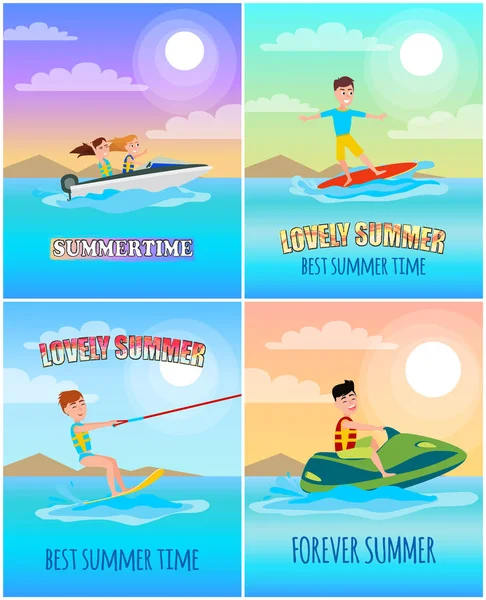 Summertime Banners Collection Ilustração vetorial — Vetor de Stock