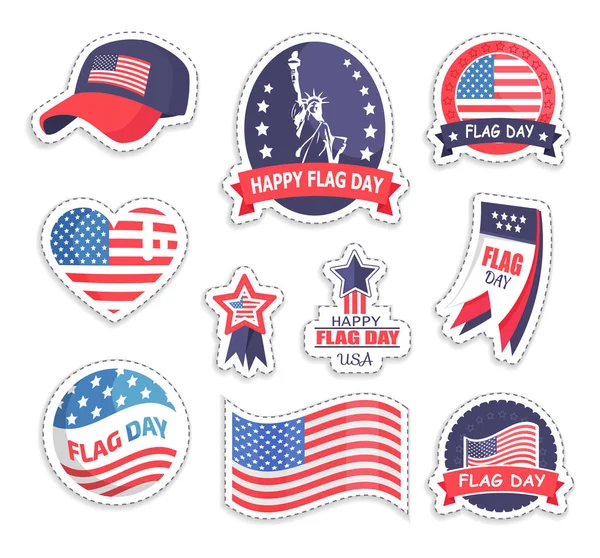 Glad Flaggans dag Usa dag ställa vektorillustration — Stock vektor