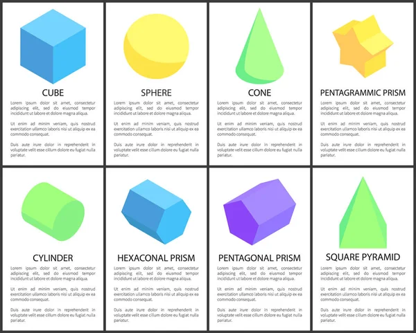 立方体和球面海报设置矢量插图 — 图库矢量图片